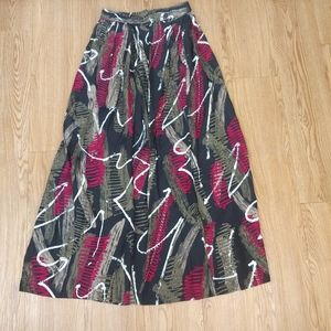 Vintage Black and Red Maxi Skirt Size XS